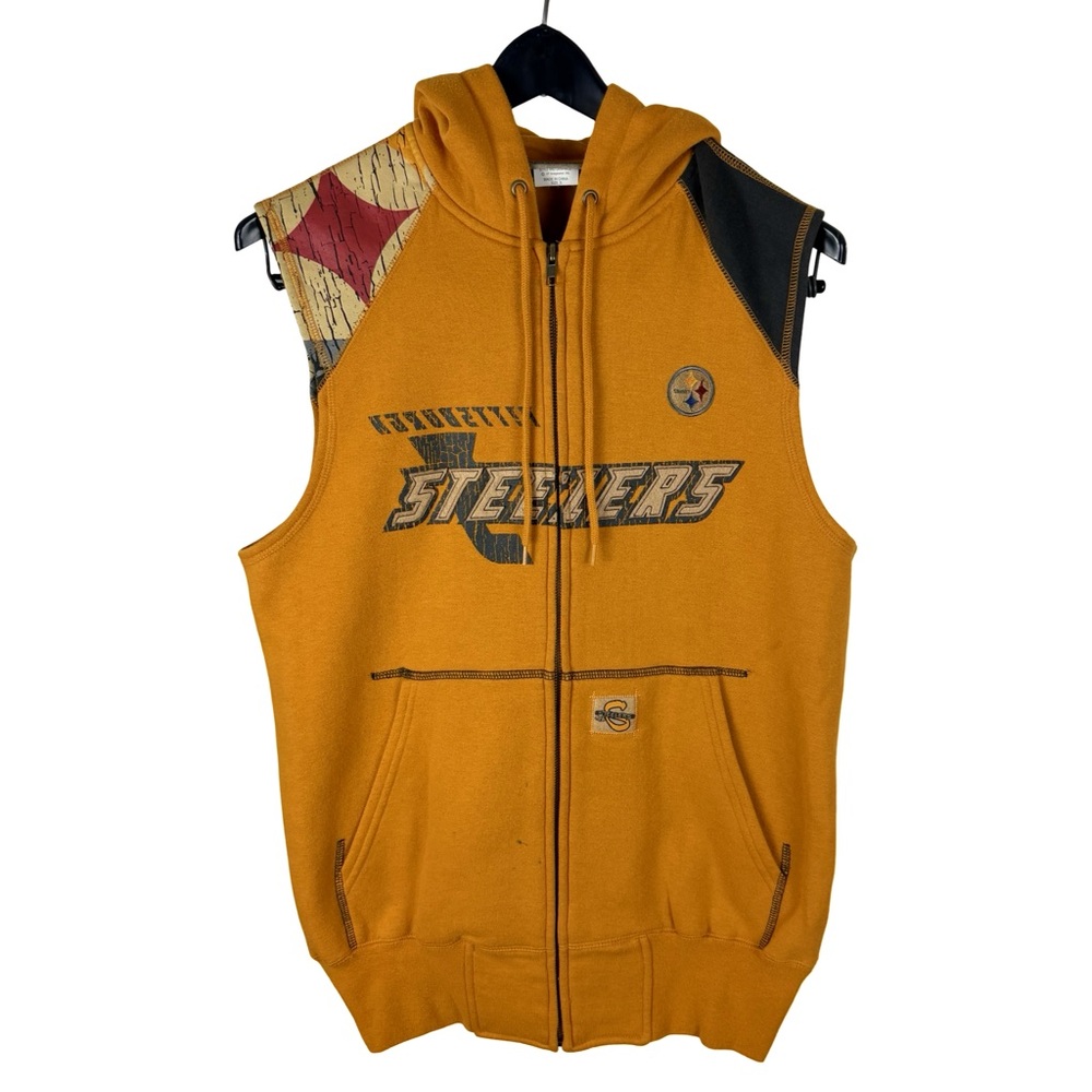 Vintage 90s No Huddle Pittsburgh Steelers NFL Football Hoodie Vest Size S